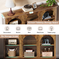 Table d'entrée étroite en bois Tribesigns avec étagère de rangement à 3 niveaux, table console moderne de style farmhouse de 63 pouces de long pour couloir
