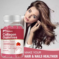 Complément alimentaire en gummies à la fraise, anti-âge, à base de biotine, de collagène, de protéines et de kératine, pour éclaircir la peau, avec biotine et vitamines C