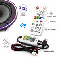 Kit d'éclairage décoratif ambiant pour haut-parleur de voiture avec anneau lumineux LED RGB multicolore et télécommande, 3,5-12 pouces