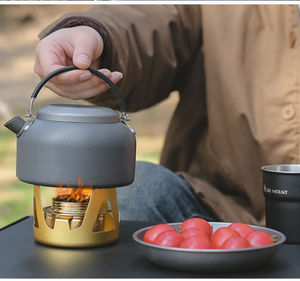 IRONDONKEY Estufa plegable para acampar A prueba de viento Mini estufa de alcohol Quemador Estufa de gas para cocinar al aire libre de latón - Product Image 2