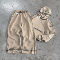 Ensemble de survêtement unisexe personnalisé, hiver, vintage, coupe oversize et carrée, comprenant un sweat à capuche et un pantalon de survêtement ample, OEM, en tissu épais, vierge