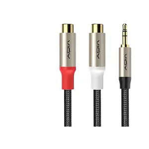 Geflochtenes Aux Rca Y Rca-Kabel aus Nylon 1m, 3,5mm Stecker auf 2rca Buchse Stereo-Audio adapter Dual Shielded Gold Plated Coaxial C.