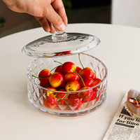 Pot de rangement multifonction en verre pour bonbons, design gaufré à coupe diamant, organisateur de snacks et bijoux, présentoir de table pour salon