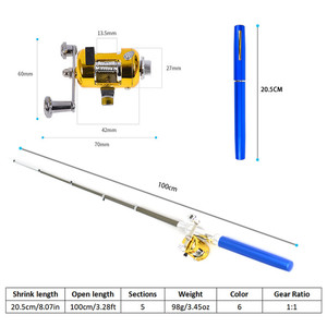 Combo Cần Câu Thu Rút Nhỏ Bỏ Túi Nhỏ Gọn Nước Mặn 5 Khúc Bút Cần Câu - Product Image 5