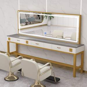 Tocador de mármol de lujo moderno, espejo de peluquería de doble cara, iluminación para el hogar, permanente, coloración del cabello, belleza/barbería - Product Image 4