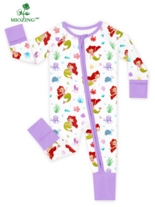 Tutina Estiva Traspirante con Stampa Sirena Oceanica Miozing, Pronta per la Spedizione, Abbigliamento per Neonati con Logo Personalizzato, Pigiamino in Bambù - Product Image 2