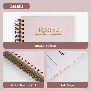 Diario de Estudio Bíblico Personalizado con Tapa Dura de Papel con Logotipo en Dorado, Espiral Metálica Doble y Separadores con Pestañas - Product Image 2