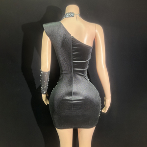 Vestido de Noche Transparente con Pedrería <span class=keywords><strong>Nova</strong></span>, Vestido de Cóctel de Un Solo Hombro para Mujer, Ropa Elegante - Product Image 3
