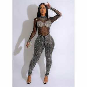 Nouvelle combinaison pantalon de luxe pour femme 2026, brodée, tendance club, maille pressée, manches longues, marque célèbre - Product Image 3