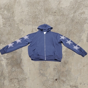 Custom Distressed Stone Washed Zip Up Hoodie Heavyweight Thick French Terry Sun Faded Hoodie For Men Boxy Fit Hoodie - Product Image 4