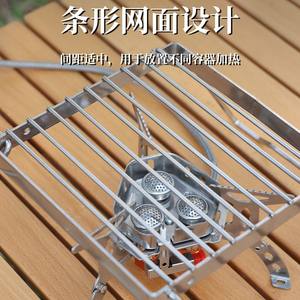 Soporte para estufa de exterior, parrilla portátil plegable de acero inoxidable, mini parrilla para acampar, color plateado - Product Image 2