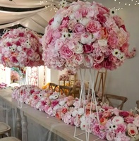 Bruilofttafeldecoratie Grote Roze Bloemenbal Roze Tafeldecoratie Bruiloft Roze Bloemenbal Tafeldecoratie in Bulk Roze Bloemen Tafeldecoraties