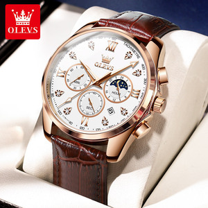 Montre Sport à Quartz pour Homme avec Bracelet en Cuir Véritable, Cadran en Verre 42mm, Aiguilles, Résistante à l'Eau, Personnalisable avec Logo OEM, Faible MOQ (2888) - Product Image 6
