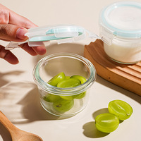 Bol carré en verre écologique de 180 ml pour cuisine, moderne, petit, avec couvercle, résistant aux hautes températures, pour assainir les aliments secs et conserver la fraîcheur, idéal pour les fêtes