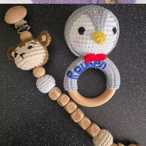 Clip para chupete de gel de sílice de color sólido transfronterizo con nombre, soporte seguro para juguetes con forma de animal, clip personalizado para chupete - Product Image 2