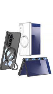 Custodia Nera Trasparente con Pellicola per Samsung Z Fold 7, Supporto Magnetico Girevole, Anello Ultra-sottile, Anti-caduta - Product Image 3