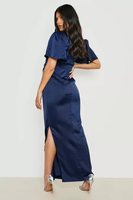 Robe longue de maternité en satin à manches flûte pour séance photo, vêtements de grossesse pour femmes enceintes, vente en gros