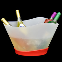Seau à glace LED personnalisé de 12 L, grand, rechargeable, lumineux, en plastique, pour bouteilles de champagne et de vin