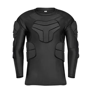 Custom logo Men Padded Football Shirt Long Sleeve Compression Rib Protector Shirt Chest Guard Shirt Black