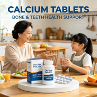 Comprimés de calcium, favorisent la santé des os et des dents, complément alimentaire quotidien