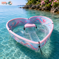 Kayak Cœur Personnalisable avec Fond Transparent – Bateau à Pagaies Idéal pour la Location en Complexes, Lacs, Plages et Parcs Aquatiques