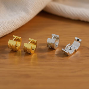 Pendientes de clip de acero inoxidable en tono dorado y plateado de 6 mm, joyería de moda para mujeres y hombres - Product Image 2