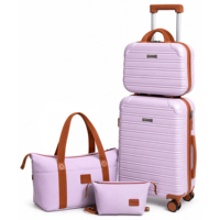 Ensemble de bagages violets 2026 : Valise à roulettes, petite trousse de toilette, trousse de beauté, valise rigide cabine