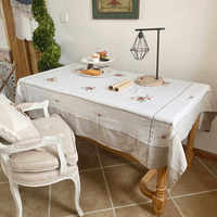 Nappe en coton naturel de qualité supérieure avec broderie florale, durable, lavable et réutilisable