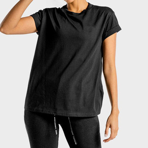Top d'été en coton respirant personnalisé T-<span class=keywords><strong>shirt</strong></span> en coton peigné lourd à col ras du cou pour femmes - Product Image 2