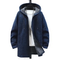 Fitspi hommes à capuche mi-longueur Chenille polaire doublé épaissi pull à manches longues jeunesse hommes tricots manteaux en gros