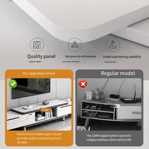 Ensemble de meubles TV pour salon, extensible, sur pied, moderne et simple, avec meuble TV en plaque de roche - Product Image 2