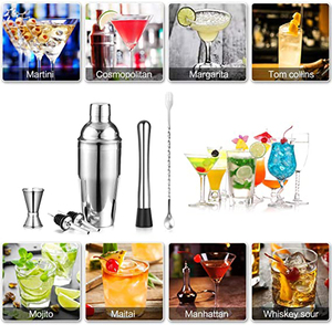 Barre En Acier inoxydable Outils avec Barman Crépine Martini Kit avec <span class=keywords><strong>Doseur</strong></span> et Cuillère à Mélanger et Boire Recettes Livret - Product Image 4