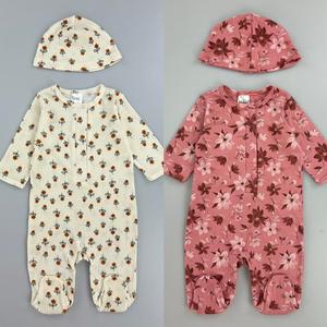 Conjunto de Pijama de Dos Piezas para Bebé Unisex Nicole Miller, Tejido Floral de Spandex/Algodón, Estilo Casual con Cierre de Botones, Temporada de Otoño - Product Image 4