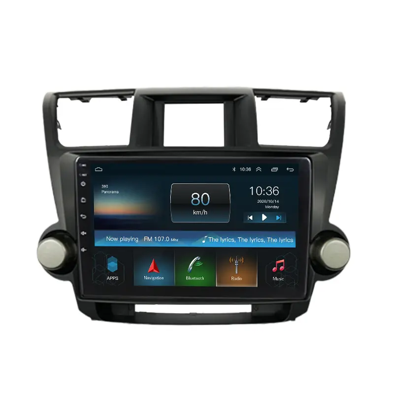 IOKONE 2020 Inci 4G/Wifi, Sistem Video Mobil Gps Android 10.1 Layar Sentuh untuk Toyota HighLander 9.0 2009 2010 2011 2012