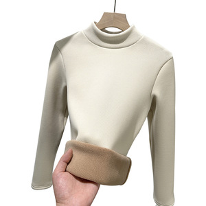 Suéter de Punto con Cuello Alto para Mujer H331, Forrado de Felpa, Manga Larga, Cálido para Otoño e Invierno, Corte Regular, Estilo Japonés y Coreano - Product Image 5