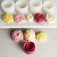 Moule en silicone DIY pour bougies parfumées aux fleurs de pivoine, plâtre, savon, décoration intérieure, outils de pâtisserie, moulages