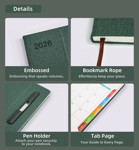 Agenda/Diario Español A5 2026 2027 con Cubierta de Cuero PU, Impresión de Logotipo Personalizado, con Portaplumas - Product Image 2