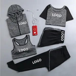 Supplier New Design 3 4 5 Pieces Women Clothing Loose Sportswear Custom Running Athletic Workout Gym Fitness Set