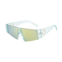 Lunettes de soleil de luxe miroir, protection UV400, style cyberpunk, monture demi-cerclée à découpe diamant pour festivals de musique et streetwear