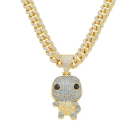 Collier Pendentif Mini Tortue 3D en Alliage de Zinc, Bleu Glacé et Blanc, Motif Dessin Animé Tendance, Cadeau de Fête pour Enfants, Or 14K