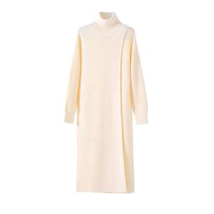 उच्च गर्दन विभाजित मध्य लंबाई के साथ घुटने के simming ठोस रंग पर उच्च गर्दन विभाजित मध्य लंबाई के साथ पतला सफेद रंग - Product Image 3