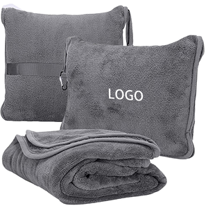Selimut pesawat lipat 2-in-1 Premium Set bantal pesawat mewah 100% poliester flanel kotak-kotak Aksesori perjalanan rajutan sempurna - Product Image 5