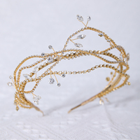 Chaîne de griffes de princesse, couronne, diadème plaqué or, accessoires de cheveux faits à la main en strass pour mariage, bal de promo, anniversaire, mariée