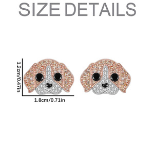 Serie Perros - Novedad: Pendientes de botón minimalistas y exquisitos de aleación con micro pavé de diamantes de imitación, diseño <span class=keywords><strong>Beagle</strong></span>, accesorios versátiles para el día a día. - Product Image 4