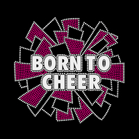 Appliques thermocollantes personnalisées en strass de cristal, motif « Born to Cheer », transferts à chaud