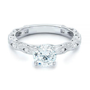 Anello di Fidanzamento F190 in Oro Bianco per Donna con Diamante Naturale Taglio Brillante Rotondo Colore D e Pietre Laterali - Product Image 6