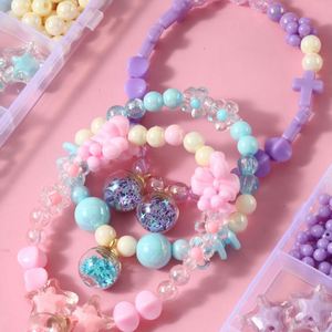 Kit de Cuentas para Hacer Joyas para Niños, Cuentas de Perlas Acrílicas Surtidas, Juego para Hacer Pulseras y Collares con Cordones, 3 Colores - Product Image 2
