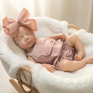 Poupée Bébé Réaliste de 13 Pouces Entièrement en Silicone Faite à la Main, Fille Endormie, Cadeaux de Fêtes avec Accessoires pour 3 ans et plus - Product Image 1