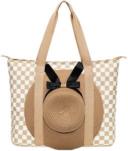 Xách Tay Vải Bãi Biển Totes Với Mũ Mặt Trời Cho Phụ Nữ Không Thấm Nước <span class=keywords><strong>Packable</strong></span> Bãi Biển <span class=keywords><strong>Tote</strong></span> Của Phụ Nữ Hat Và <span class=keywords><strong>Tote</strong></span> Bộ Quà Tặng - Product Image 1