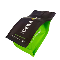 Bio Pla personnalisé imprimé 125g 250g 500g 1kg 12 oz papier d'aluminium noir sacs à café en plastique à fond plat avec Valve et fermeture éclair